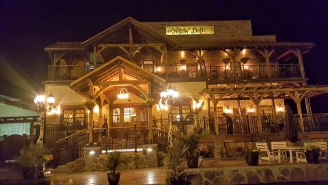 Front of Yellow Deli at night