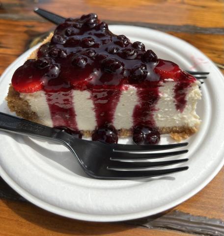 Cream Cheese Pie with Blueberry Sauce.
